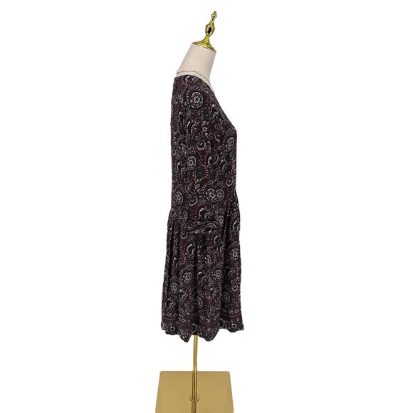 Garnet Hill Dress Size 6 Floral Paisley Peasant Plum 3/4 Sleeve Pockets Bohemian - Picture 10 of 13